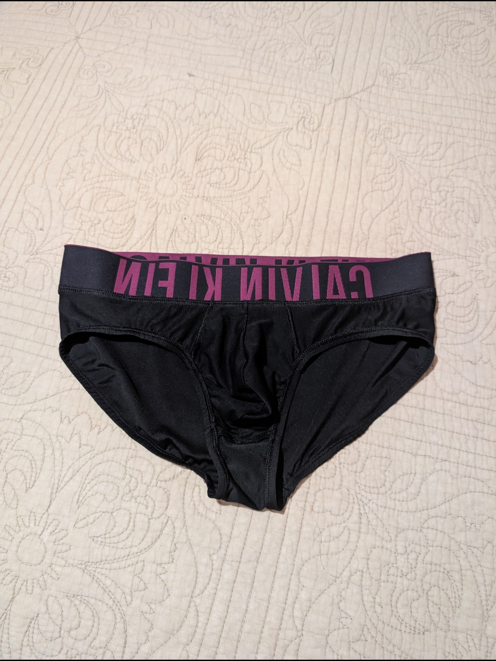 Calvin Klein Black Briefs with Purple Waistband - Picture 3 of 4